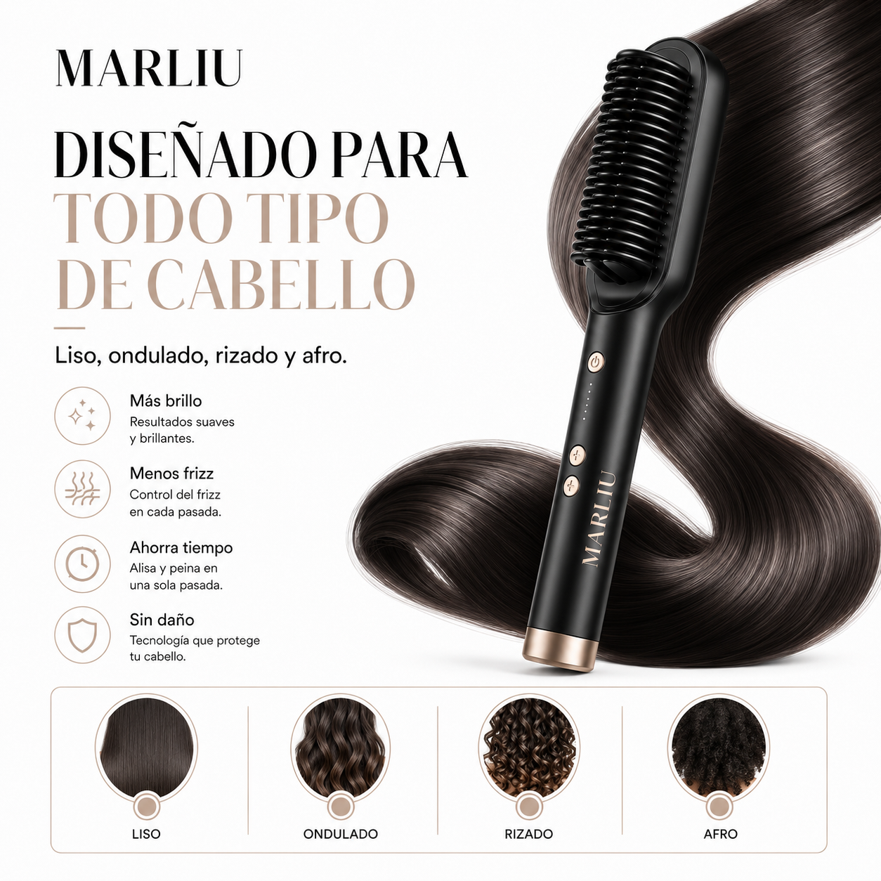 Marliu LisoPerfecto™ | Cepillo Alisador Antifrizz