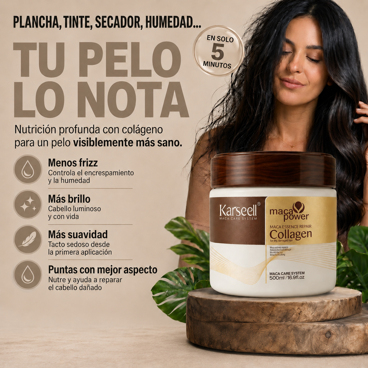 Karsel Collagen Pro™ | Mascarilla Capilar Anti-Frizz con Efecto Peluquería