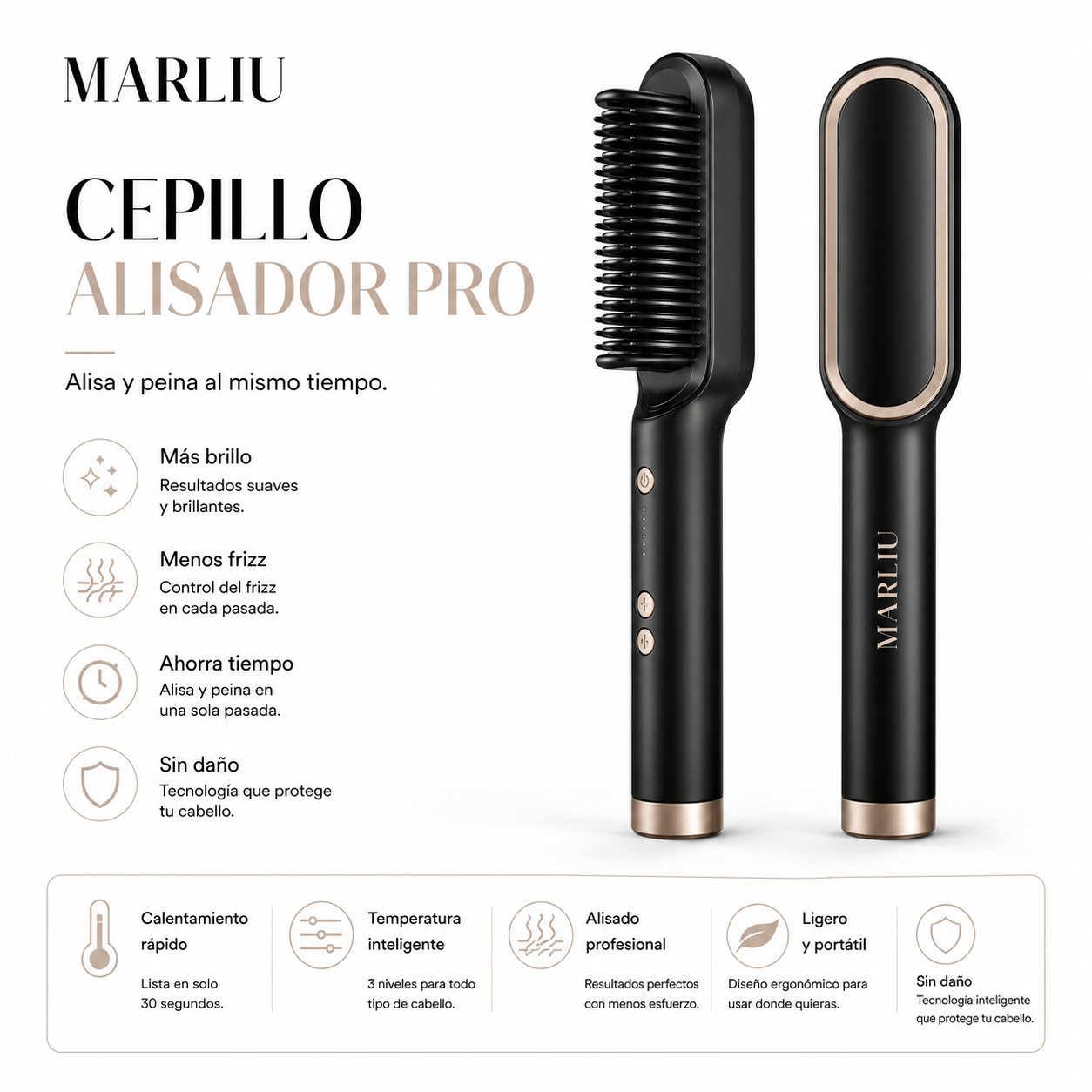 Marliu LisoPerfecto™ | Cepillo Alisador Antifrizz